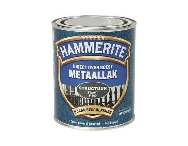 Hammerite Metaallak Structuur Zwart F360 Hammerite Metaallak Structuur Zwart F360