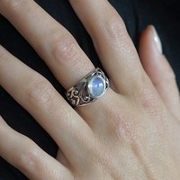 Zilveren ring Curl Moonstone Zilveren ring Curl Moonstone