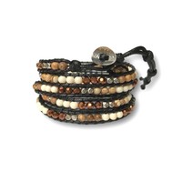 Wrap armband Cinco bruin wit Wrap armband Cinco bruin wit