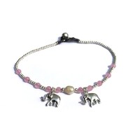 Enkelbandje zoetwaterparel olifant roze Enkelbandje zoetwaterparel olifant roze