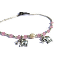 Enkelbandje zoetwaterparel olifant roze Enkelbandje zoetwaterparel olifant roze