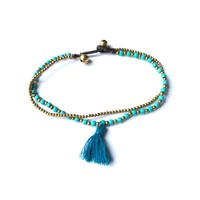 Turquoise tassel enkelbandje Turquoise tassel enkelbandje