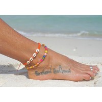 Enkelbandje schelpjes oranje Enkelbandje schelpjes oranje