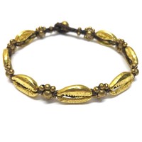 Enkelbandje schelpjes Golden Cowrie Enkelbandje schelpjes Golden Cowrie