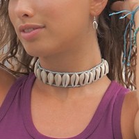 Choker Cowrie schelpjes blauw Choker Cowrie schelpjes blauw