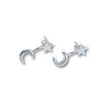 Zilveren earjacket Star and Moon Zilveren earjacket Star and Moon