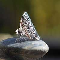 Zilveren Boho ring Flower of life Zilveren Boho ring Flower of life