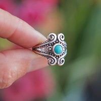 Zilveren Boho ring Indira Turquoise Zilveren Boho ring Indira Turquoise