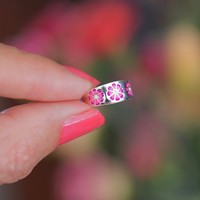 Zilveren teenring pink Flowers Zilveren teenring pink Flowers