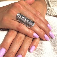 Zilveren Boho ring Flower of life Zilveren Boho ring Flower of life