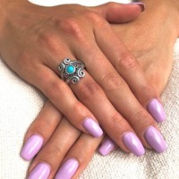 Zilveren Boho ring Indira Turquoise Zilveren Boho ring Indira Turquoise