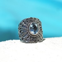 Zilveren Boho ring Blue Topaz Zilveren Boho ring Blue Topaz