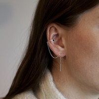 Zilveren earcuff threader black star Zilveren earcuff threader black star