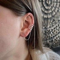 Zilveren chain earcuff Quattro Zilveren chain earcuff Quattro