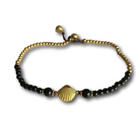 Enkelbandje black agate schelp Enkelbandje black agate schelp