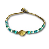 Enkelbandje turquoise schelp Enkelbandje turquoise schelp