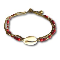 Enkelbandje schelp rood Enkelbandje schelp rood