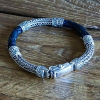 Bali style armband zilver & leer Bali style armband zilver & leer