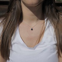 Zilveren ketting zwarte Spinel Zilveren ketting zwarte Spinel