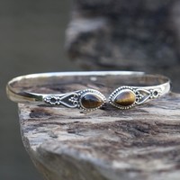 Zilveren edelsteen armband Vanida Tiger eye Zilveren edelsteen armband Vanida Tiger eye