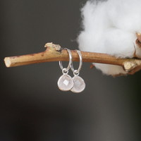 Zilveren hoop oorringen Rozenkwarts Zilveren hoop oorringen Rozenkwarts