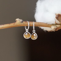 Zilveren hoop oorringen Tiger-eye Zilveren hoop oorringen Tiger-eye