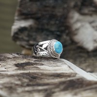 Zilveren ring Turquoise natuursteen Zilveren ring Turquoise natuursteen