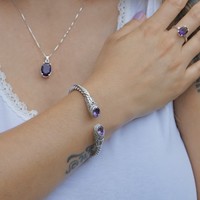 Zilveren Bali bangle armband Amethist Zilveren Bali bangle armband Amethist