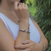 Zilveren Bali bangle armband Amethist Zilveren Bali bangle armband Amethist