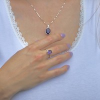 Zilveren edelsteen ring Amethist Zilveren edelsteen ring Amethist