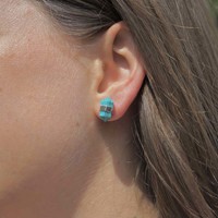 Oorknopjes Turquoise dubbeleinder Oorknopjes Turquoise dubbeleinder