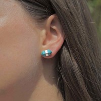 Oorknopjes Turquoise dubbeleinder Oorknopjes Turquoise dubbeleinder
