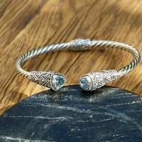 Zilveren Bali bangle Blue Topaz Zilveren Bali bangle Blue Topaz