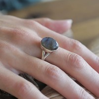 Zilveren ring Labradoriet Solitaire Zilveren ring Labradoriet Solitaire