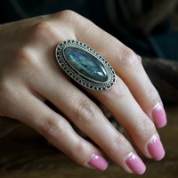 Zilveren ring Labradoriet Maxima Zilveren ring Labradoriet Maxima