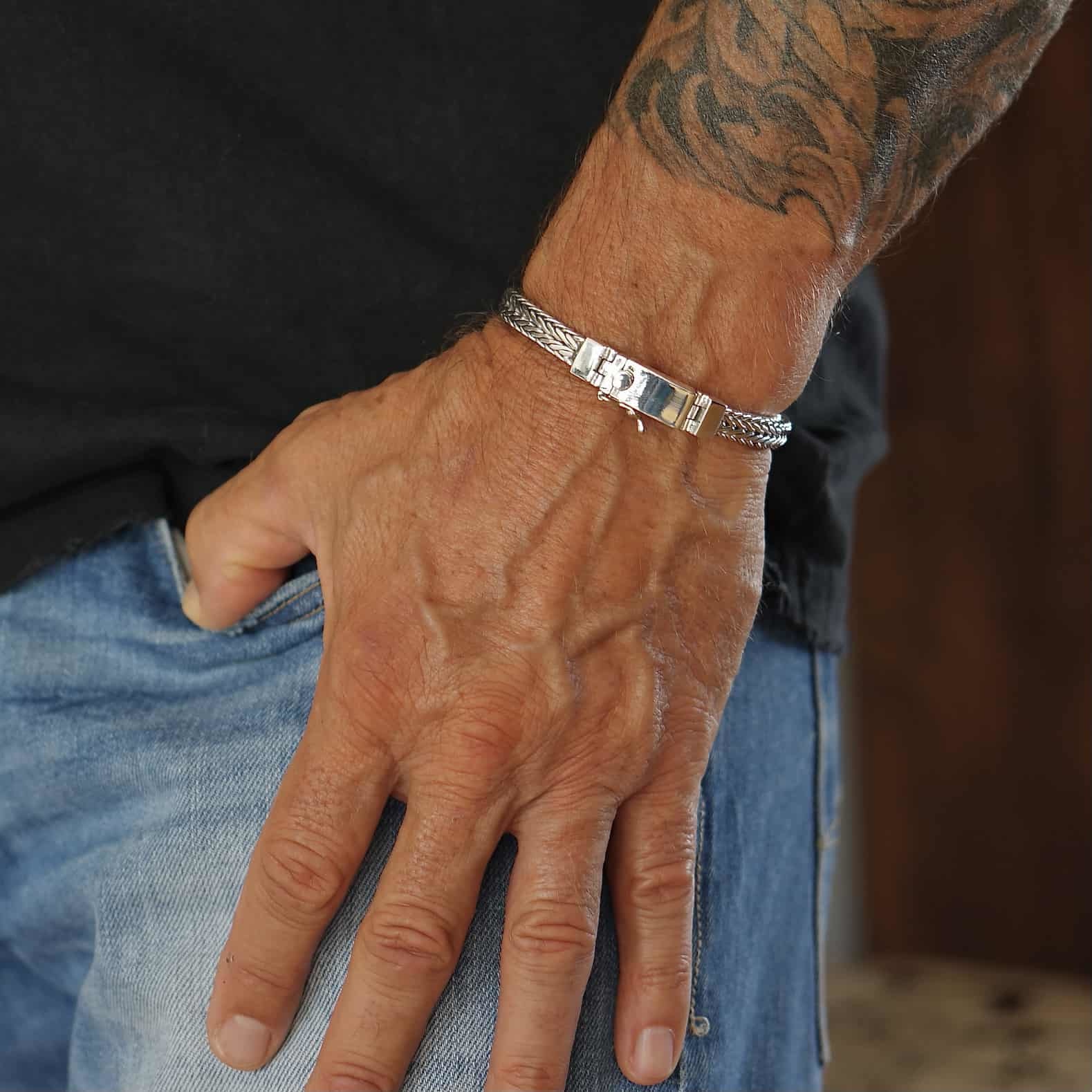 Naar de waarheid Paard toenemen Zilveren heren armband George - Leelavadee Jewelry