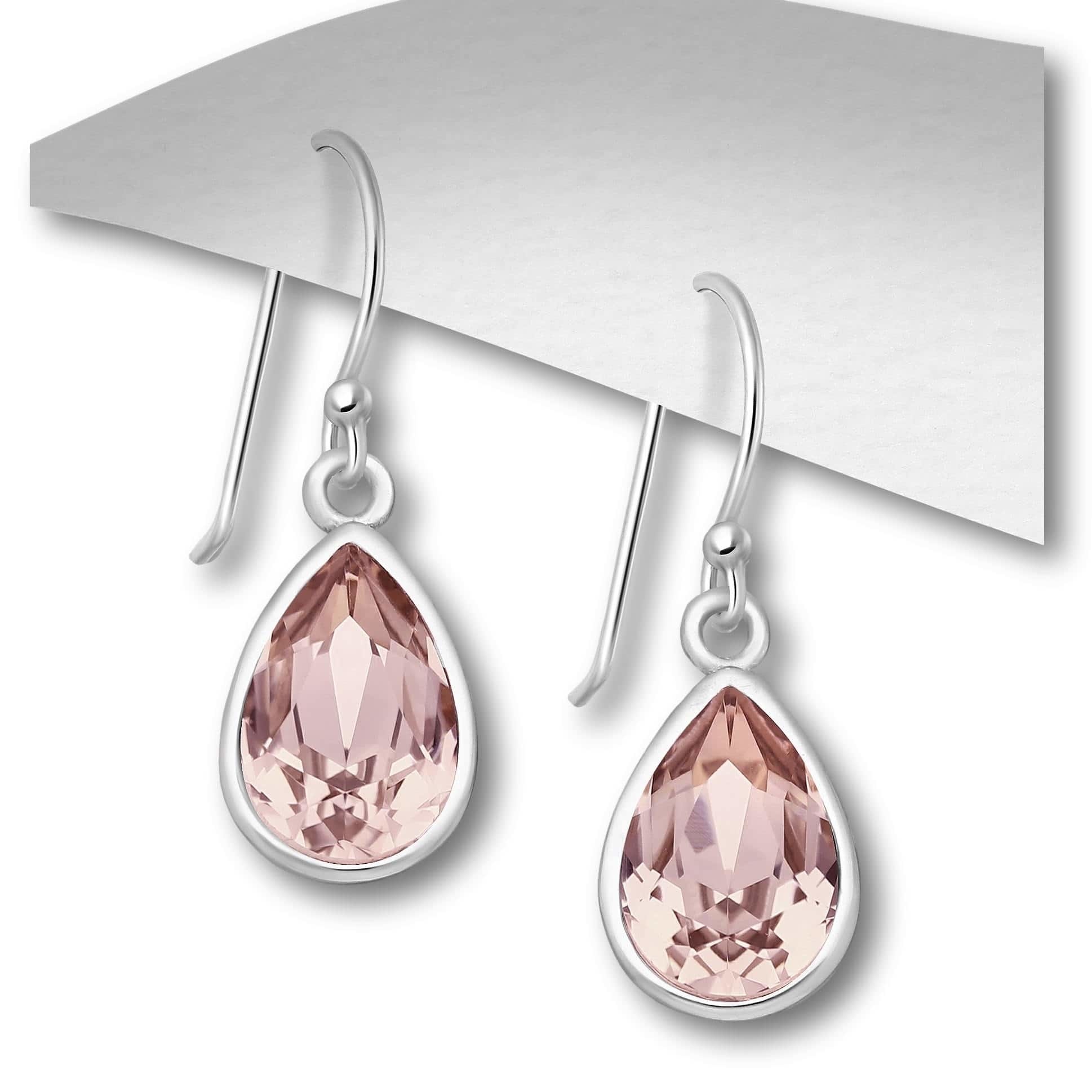 fusie bloem Betsy Trotwood Zilveren oorbellen Crystal Vintage roze - Leelavadee Jewelry