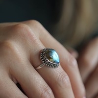 Zilveren ring Labradoriet Abha Zilveren ring Labradoriet Abha