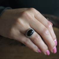 Zilveren Black Onyx ring Jadha Zilveren Black Onyx ring Jadha