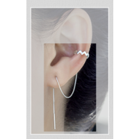 Zilveren zig-zag earcuff met threader Zilveren zig-zag earcuff met threader