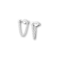 Zilveren oorknopjes met ketting Zilveren oorknopjes met ketting
