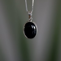Zilveren Black Onyx hanger groot Zilveren Black Onyx hanger groot