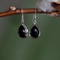 Zilveren oorbellen Black Onyx Saniya Zilveren oorbellen Black Onyx Saniya