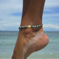 Enkelbandje turquoise schelp Enkelbandje turquoise schelp