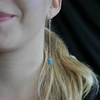 Zilveren oorbel ruwe Apatiet Zilveren oorbel ruwe Apatiet