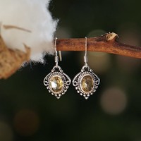 Zilveren Bohemian Citrien oorbellen Zilveren Bohemian Citrien oorbellen