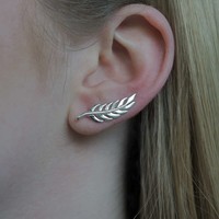 Zilveren earclimbers Silver Leaf Zilveren earclimbers Silver Leaf