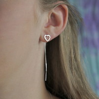 Zilveren ear threaders hart Zilveren ear threaders hart