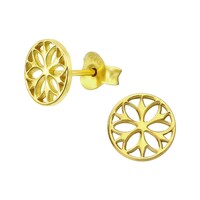 Gold plated oorknopjes Mandala flower Gold plated oorknopjes Mandala flower