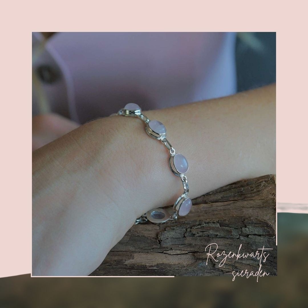 Zachte roze rozenkwarts armband